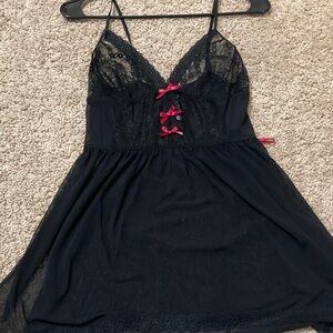 Adore Me Black Chemise with Pink Bows